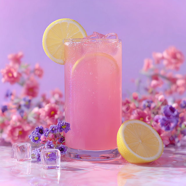 Refreshing Pink Lemonade in Floral Setting