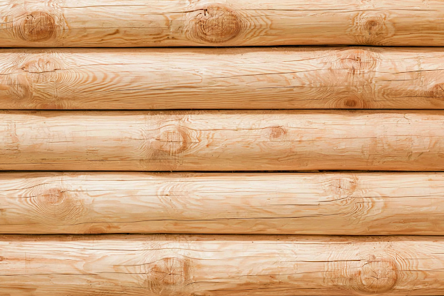 Rustic Pine Log Cabin Wall