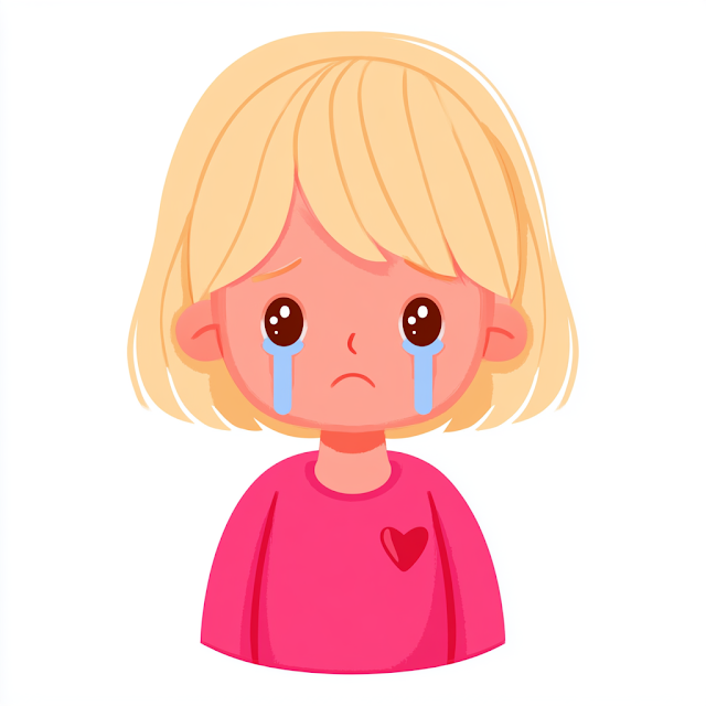 Sad Young Child Illustration