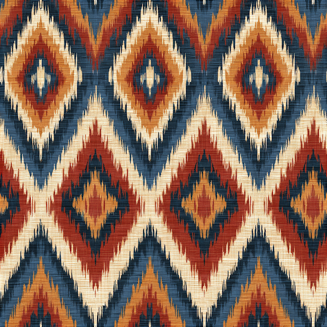 Seamless Aztec-Inspired Ikat Pattern