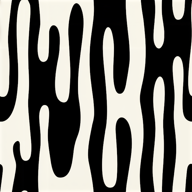 Seamless Black and White Organic Drip Pattern