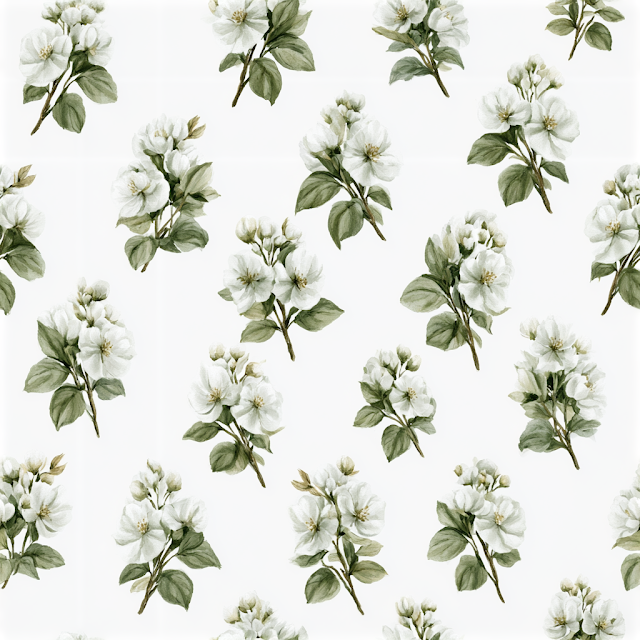Seamless Botanical Pattern of Delicate White Flowers