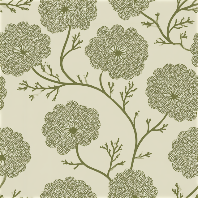 Seamless Botanical Textile Pattern in Muted Sage Green
