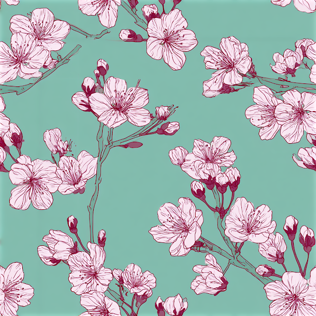 Seamless Cherry Blossom Floral Pattern
