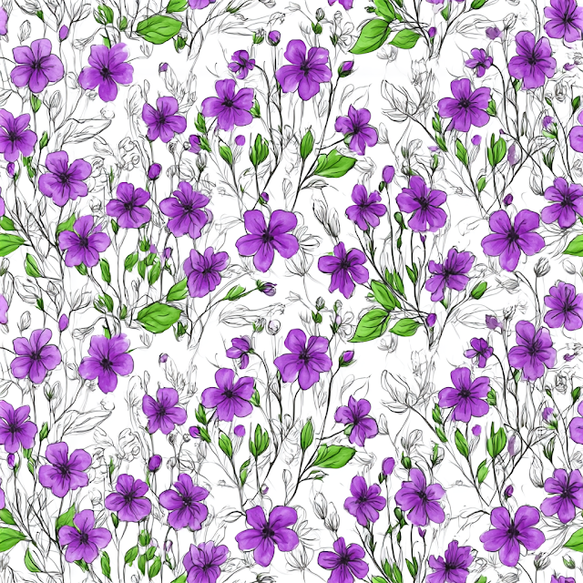 Seamless Floral Pattern with Purple Blossoms