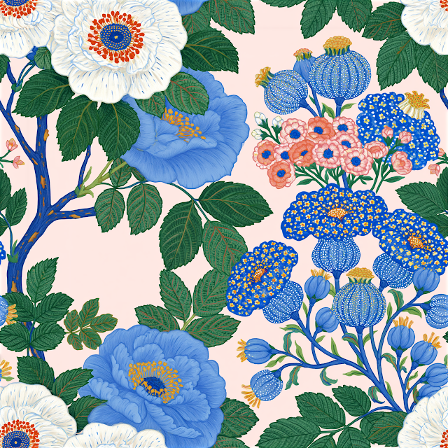 Seamless Indian Floral Pattern in Vibrant Colors