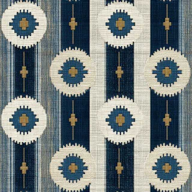 Seamless Indigo and Ivory Geometric Pattern