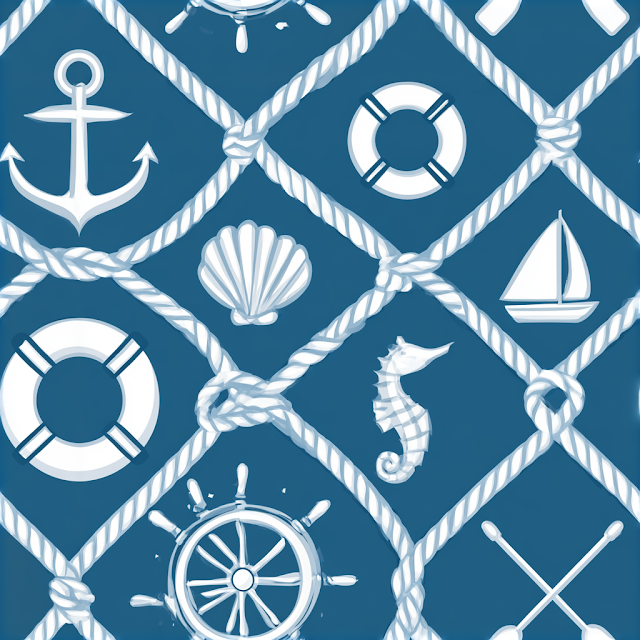 Seamless Nautical Pattern with Maritime Icons