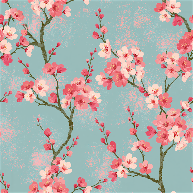 Seamless Sakura Cherry Blossoms Pattern