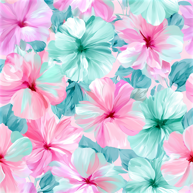 Seamless Tropical Floral Pattern with Hibiscus Blooms