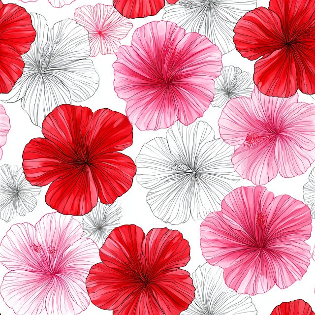 Seamless Tropical Hibiscus Floral Pattern