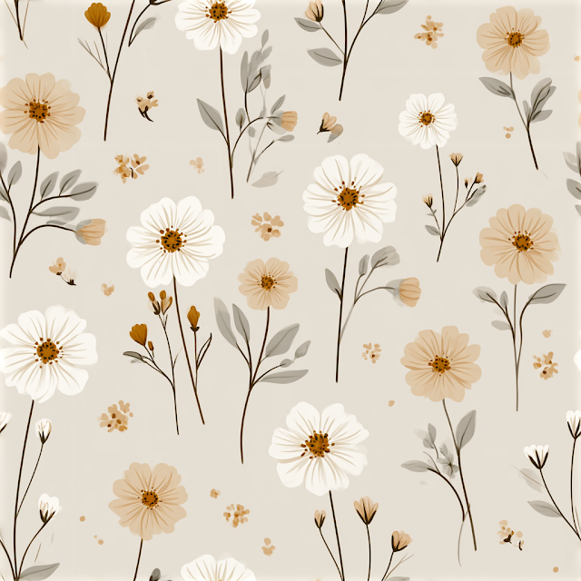 Seamless Vector Floral Pattern with Wildflowers