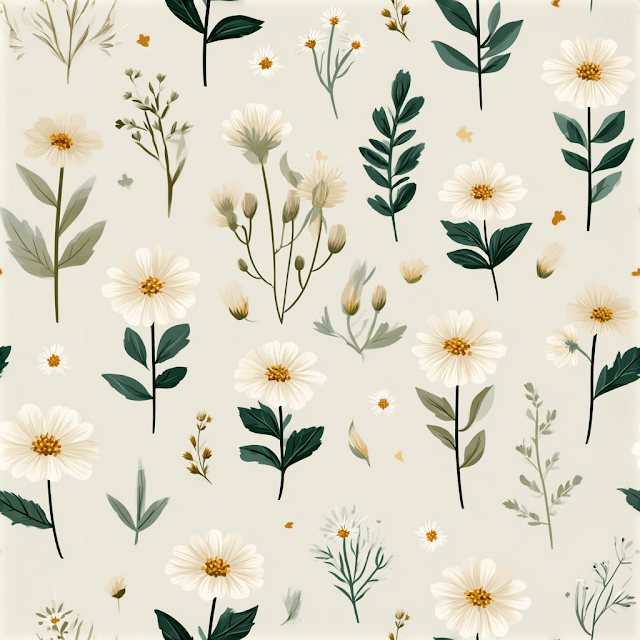 Seamless Vintage Floral Pattern with Hand-Drawn Wildflowers