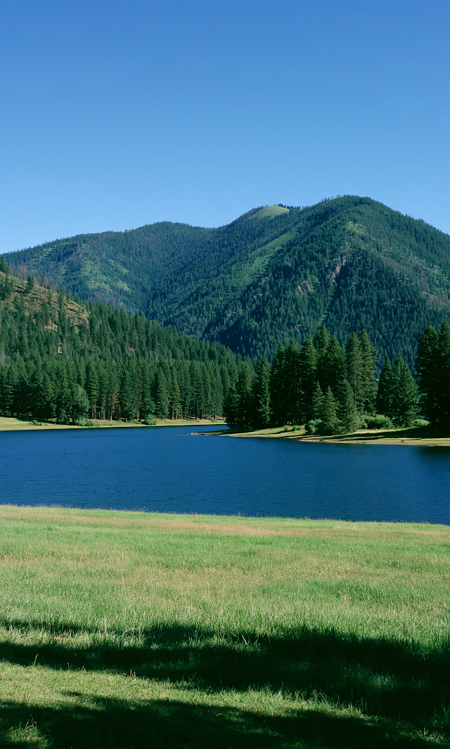 Serene Blue Lake in a Mountain Valley