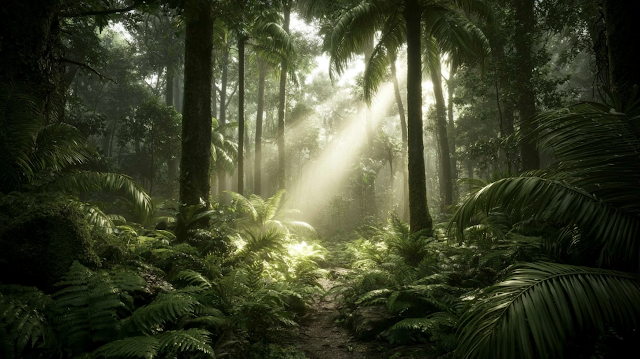 Serene Dawn in a Tropical Rainforest