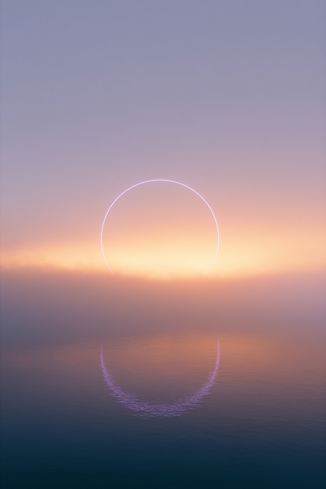 Serene Fog with Glowing Purple Light