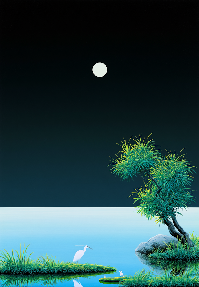 Serene Night by the Lake