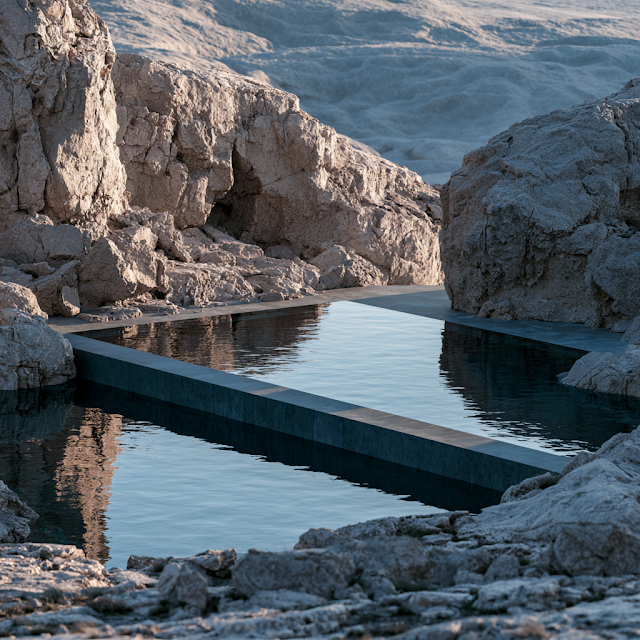 Serene Wellness Pool in an Iconic Brutalist Setting