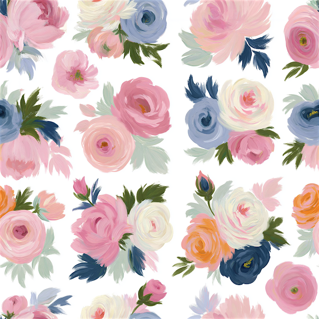 Shabby Chic Floral Ephemera Watercolor Design