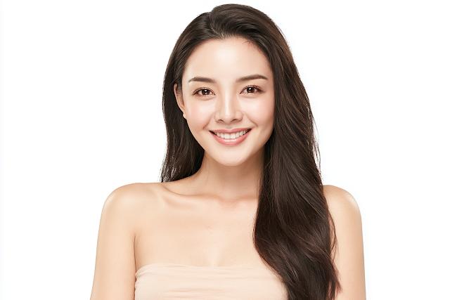 Smiling Young Woman in Minimalist Studio Portrait
