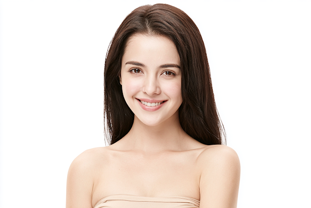 Smiling Young Woman Portrait in Minimalist Studio Setting