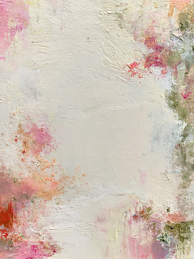 Soft Off-White Abstract Texture with Pink and Orange Accents