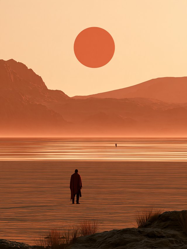 Solitary Figure at Sunset