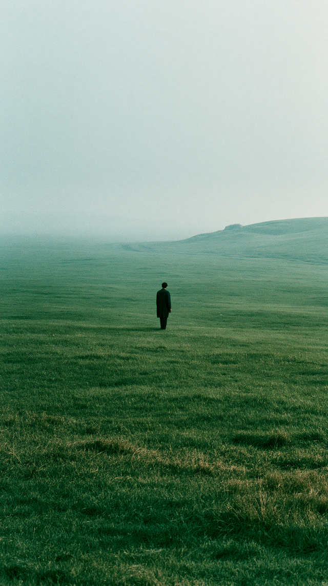 Solitary Figure in a Serene Meadow