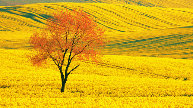 Solitary Tree in Vibrant Rapeseed Field