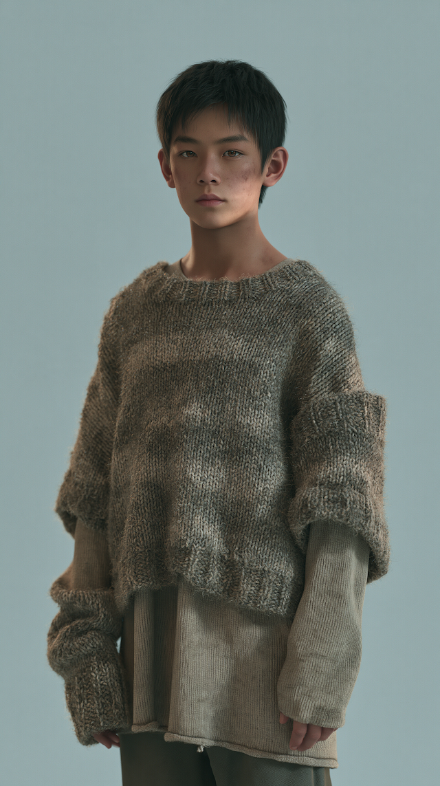 Stylish Chinese Youth in Layered Knitwear