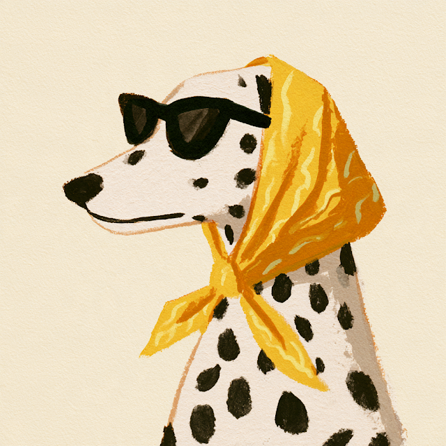 Stylish Dalmatian with Sunglasses and Yellow Scarf