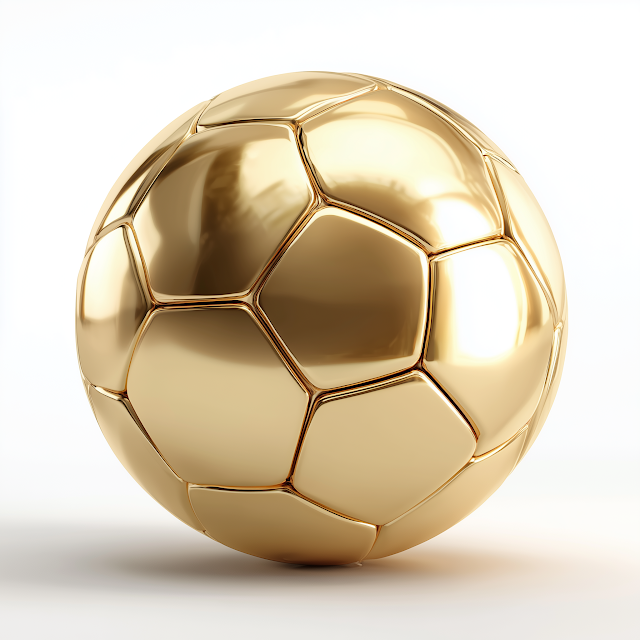 Stylish Golden Soccer Ball on White Background