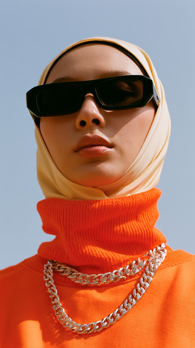 Stylish Muslim Woman in Futuristic Sunglasses