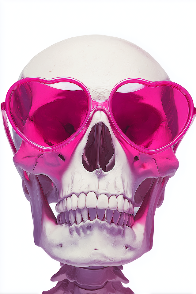 Stylish Skull in Pink Heart Sunglasses