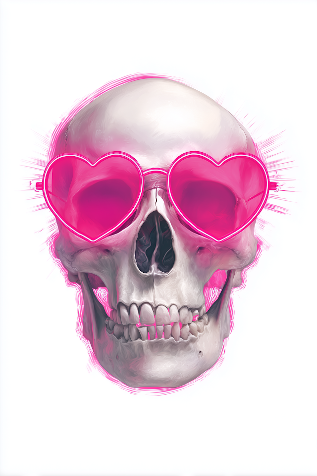 Stylish Skull with Heart-Shaped Sunglasses