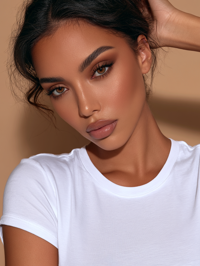 Stylish Woman in Premium White T-Shirt - Fashion Mockup