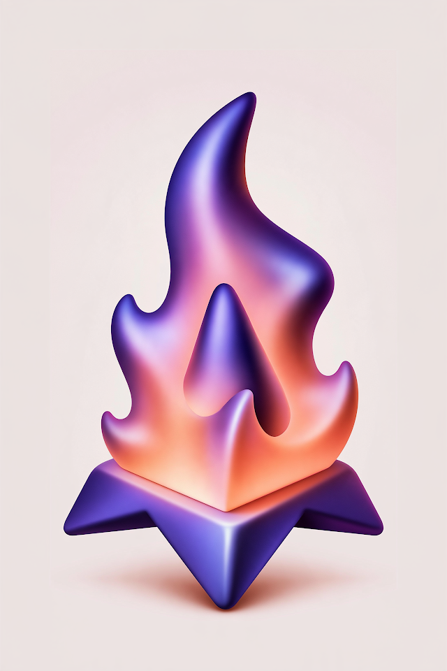 Stylized 3D Flame Logo Design