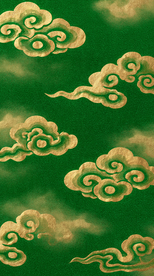 Stylized Japanese Golden Clouds and Mist Patterns