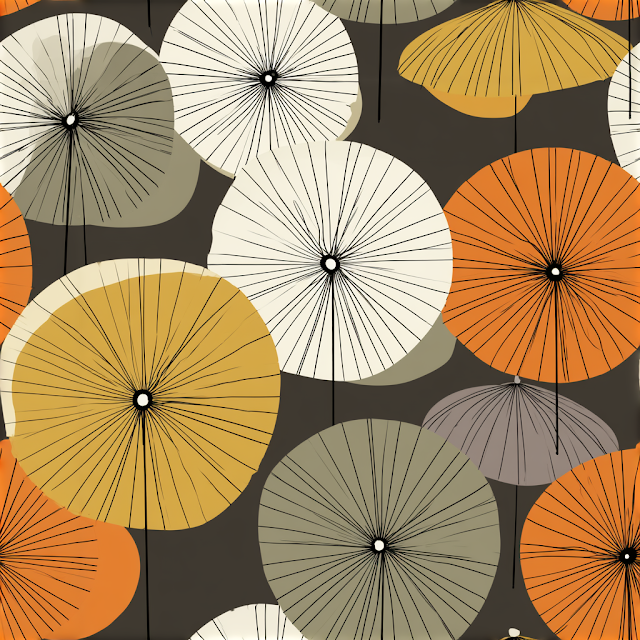 Stylized Vintage Paper Parasols Pattern