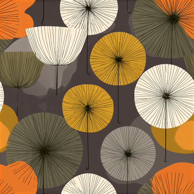 Stylized Vintage Paper Parasols Pattern