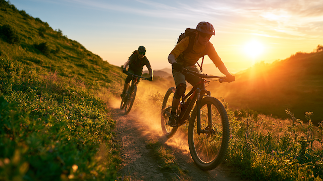 Summer Mountain Biking Adventure at Golden Hour