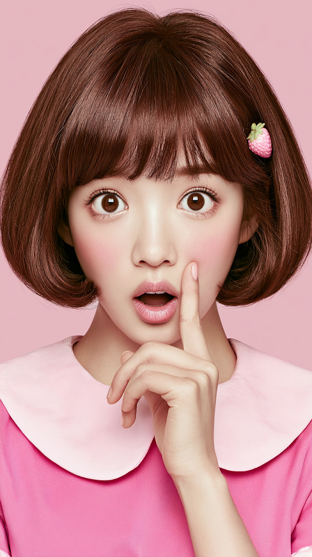 Surprised Young Woman in Soft Pink Aesthetic