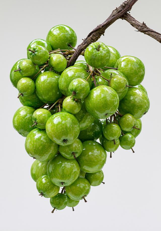 Surreal Cluster of Glossy Green Apples
