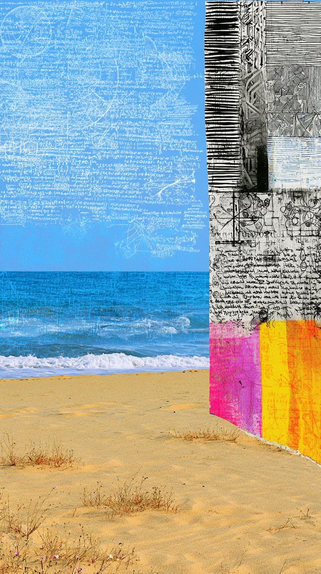Surreal Cosmic Landscape with Geometric Elements