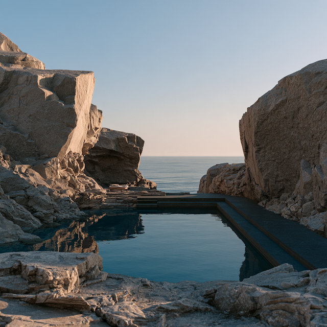 Surrealist Wellness Pool at Sunrise
