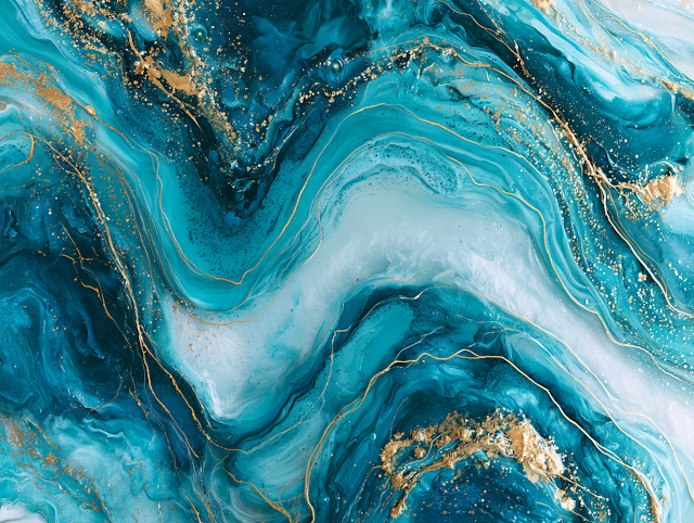 Teal Ocean Wave Abstract Resin Art