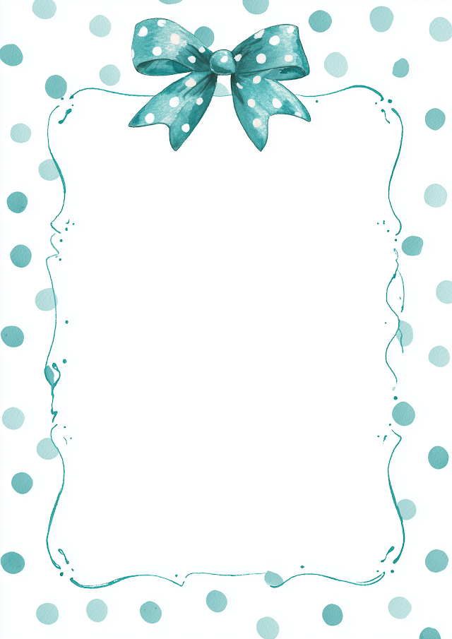 Teal Polka Dot Frame with Ribbon