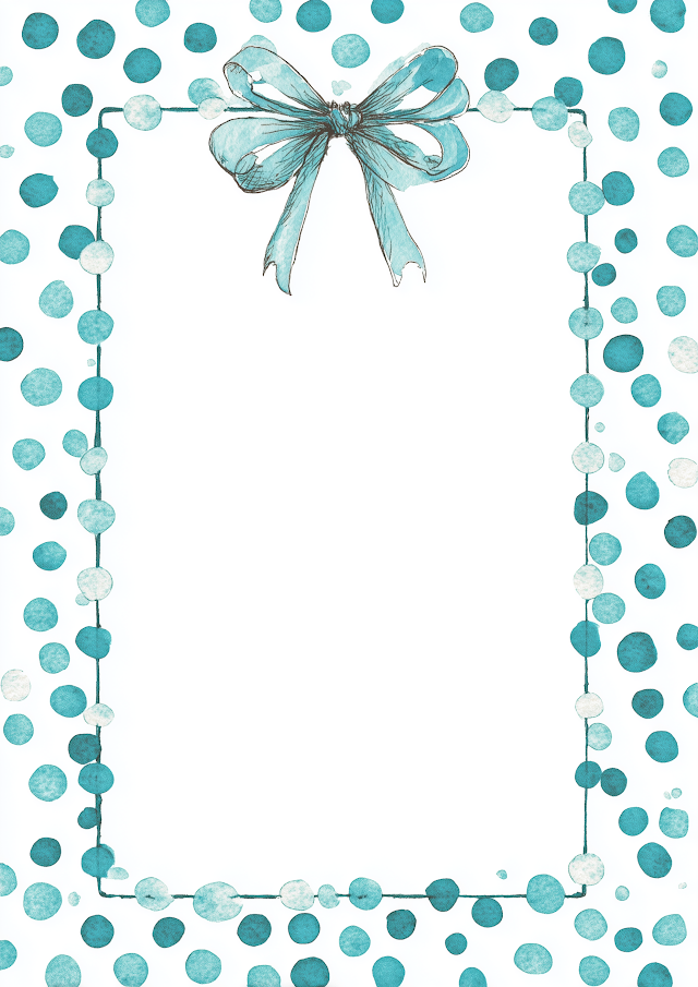 Teal Polka Dot Frame with Ribbon