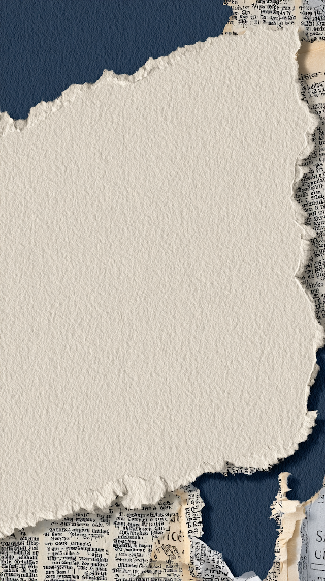 Textured Torn Paper Overlay with Vintage Newspaper Clippings