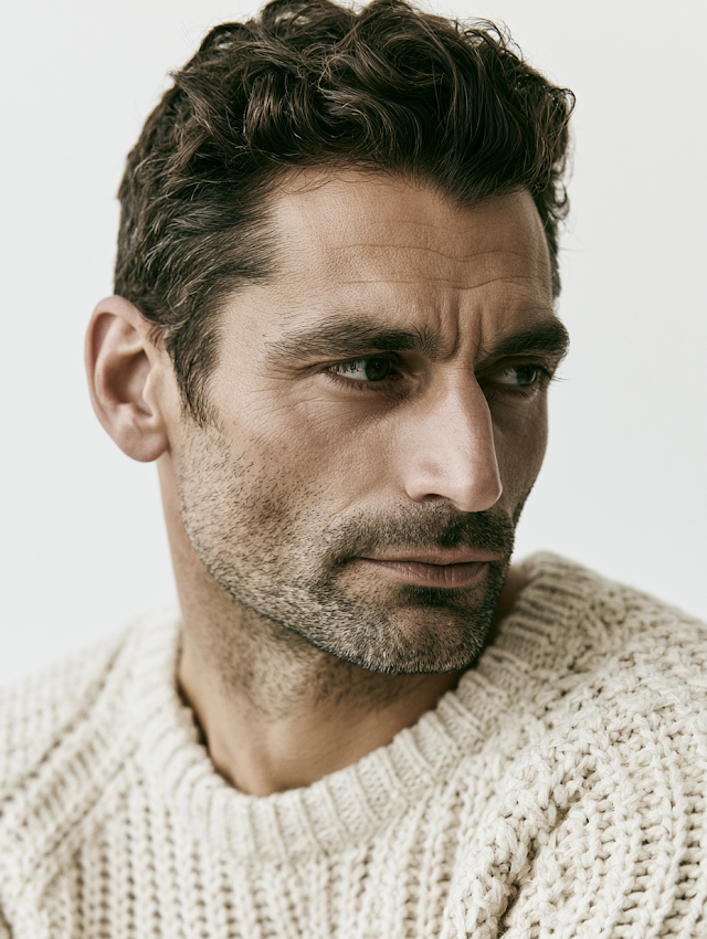 Timeless Portrait of a Mature Man in Knit Sweater